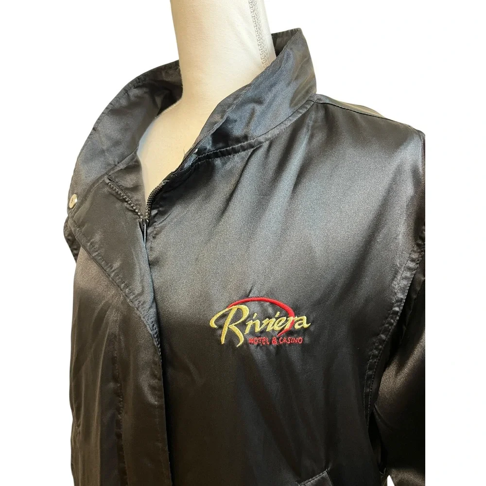 Vintage 80s RIVIERA Hotel Casino Satin Bomber Jacket Vegas Retro Embroidered